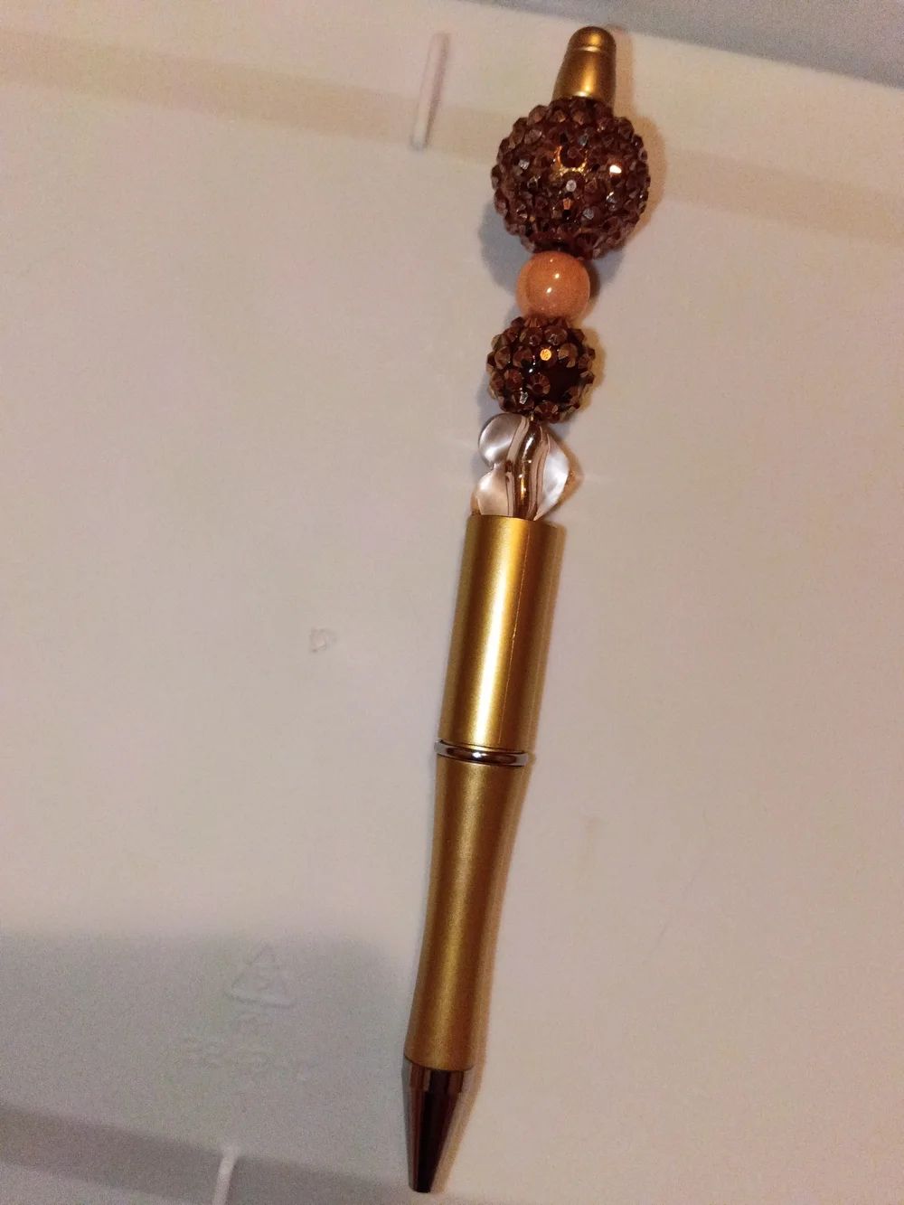 Gold Tone Beaded Ball Retractable Pen